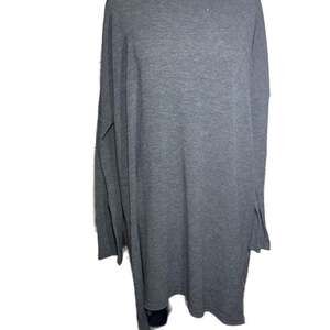 Gray Ribbed Knit Long Sleeve Tunic Top